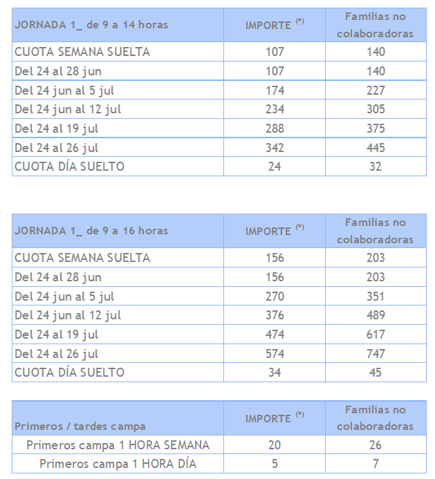 campamento urbano precios 24